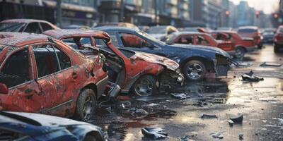 roto coche en un accidente foto