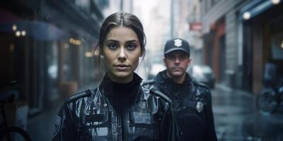 policeman on a city street portrait photo