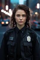 policeman on a city street portrait photo