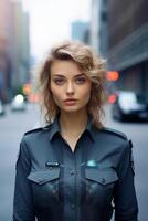 policeman on a city street portrait photo