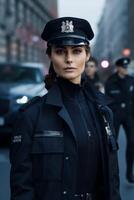 policeman on a city street portrait photo