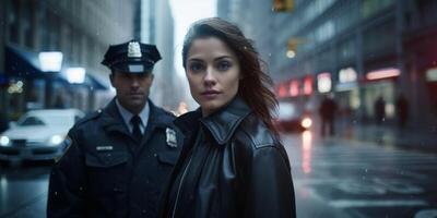 policeman on a city street portrait photo