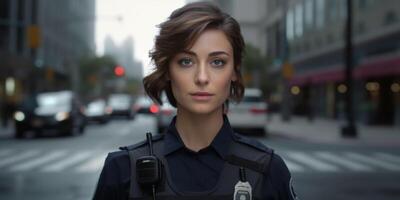 policeman on a city street portrait photo