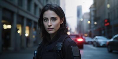 policeman on a city street portrait photo