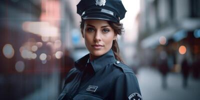 policeman on a city street portrait photo