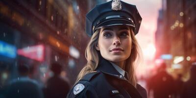 policeman on a city street portrait photo