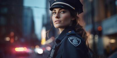 policeman on a city street portrait photo