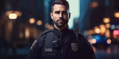 policeman on a city street portrait photo