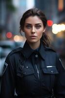 policeman on a city street portrait photo