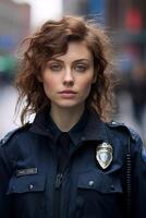 policeman on a city street portrait photo