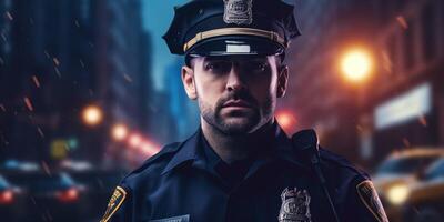 policeman on a city street portrait photo