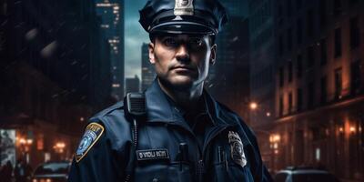 policeman on a city street portrait photo