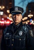 policeman on a city street portrait photo