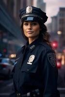 policeman on a city street portrait photo