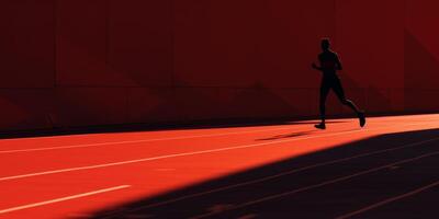 Red running track at the stadium photo