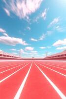 Red running track at the stadium photo