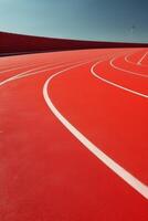 Red running track at the stadium photo