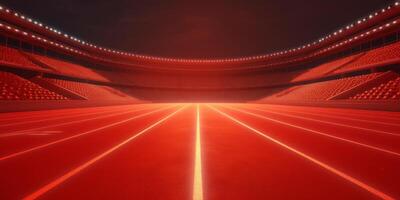 Red running track at the stadium photo