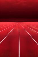 Red running track at the stadium photo