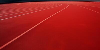 Red running track at the stadium photo