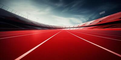 rojo corriendo pista a el estadio foto