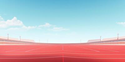 Red running track at the stadium photo