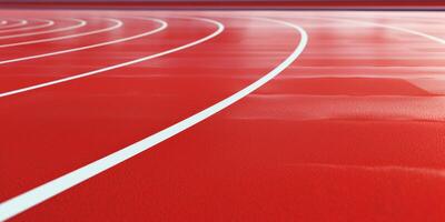 Red running track at the stadium photo