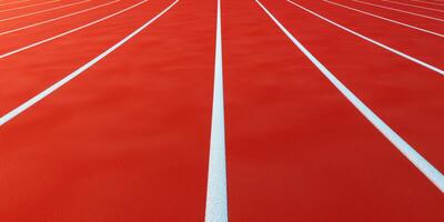 Red running track at the stadium photo