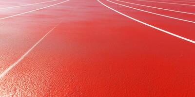 Red running track at the stadium photo