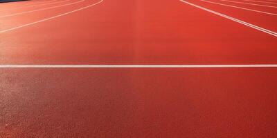 Red running track at the stadium photo