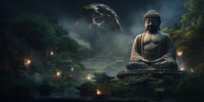 Buddha statues in the forest photo
