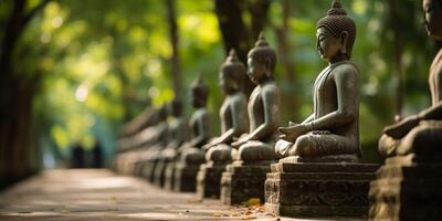 Buddha statues in the forest photo