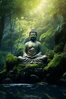 Buddha statues in the forest photo