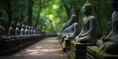 Buddha statues in the forest photo