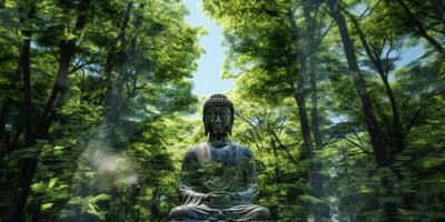 Buddha statues in the forest photo