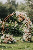 wedding flower arch in nature photo