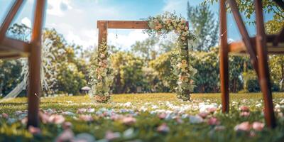 wedding flower arch in nature photo