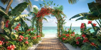 wedding flower arch in nature photo