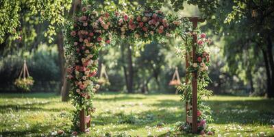 wedding flower arch in nature photo