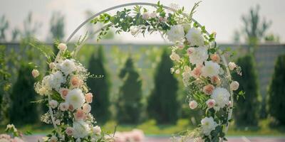 wedding flower arch in nature photo