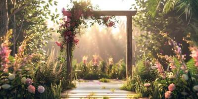 wedding flower arch in nature photo