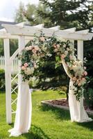 wedding flower arch in nature photo