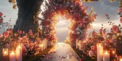 wedding flower arch in nature photo