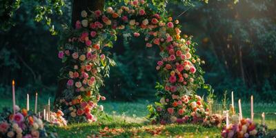 wedding flower arch in nature photo