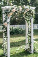 wedding flower arch in nature photo