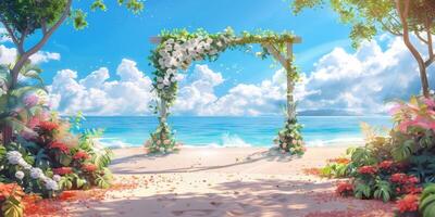 wedding flower arch in nature photo