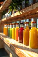 natural juices in bottles photo