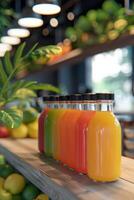 natural juices in bottles photo