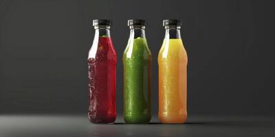 natural juices in bottles photo