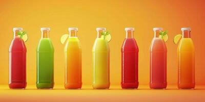 natural juices in bottles photo